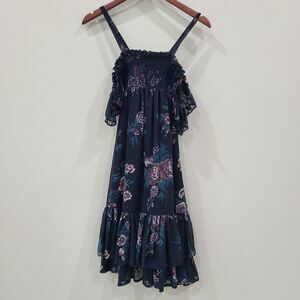 Vintage Young Edwardian Arpeja Floral Dress Sz 5 Black Cold Shoulder Whimsigoth